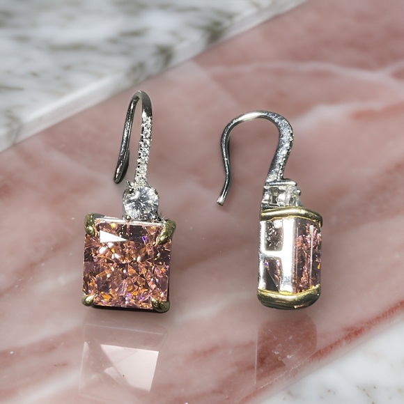 Beautiful  Padparadscha Sapphire Earrings - Picture 3 of 6